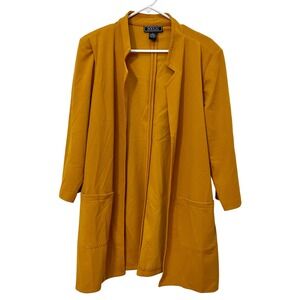 NYCC New York Clothing Co Mustard Yellow Open Front Duster Jacket Cardigan XL